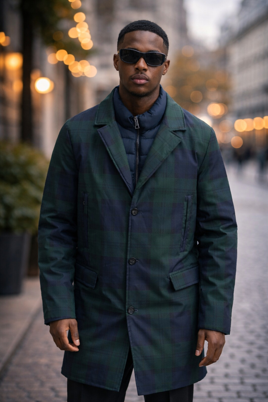 Hunter Aldgate Blackwatch Plaid Green Insulated Coat Quilted Liner Size M